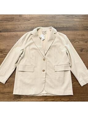 NWT Free People Reggie Sand Combo Beige & White Blazer Size Small